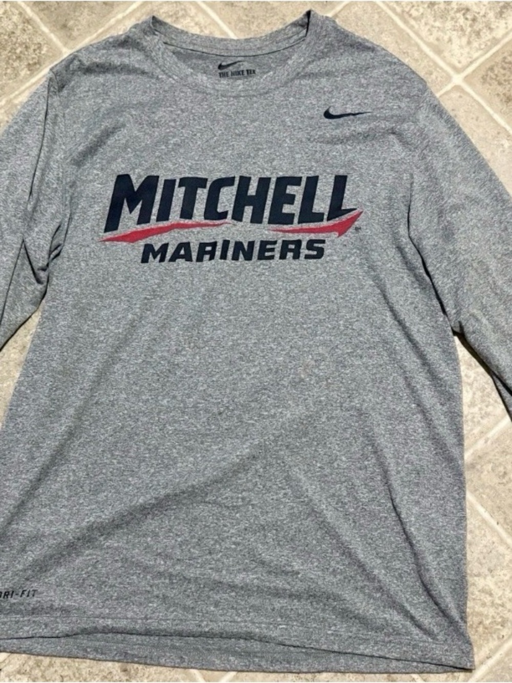 Nike Dri Fit Gray Mitchell Mariners Long Sleeve Graphic